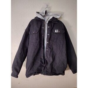 Buffalo Outdoors Men's Black Hooded Canvas Jacket Size XL Button Zipper